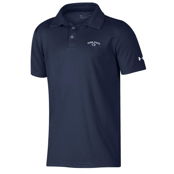 youth navy Under Armour polo shirt with Penn State and Athletic Logo